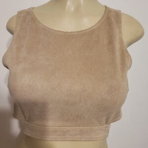 Windsor Tan Sueud  Small Crop Top Like New Y2K Fall Comfy Summer Girly CowGirl